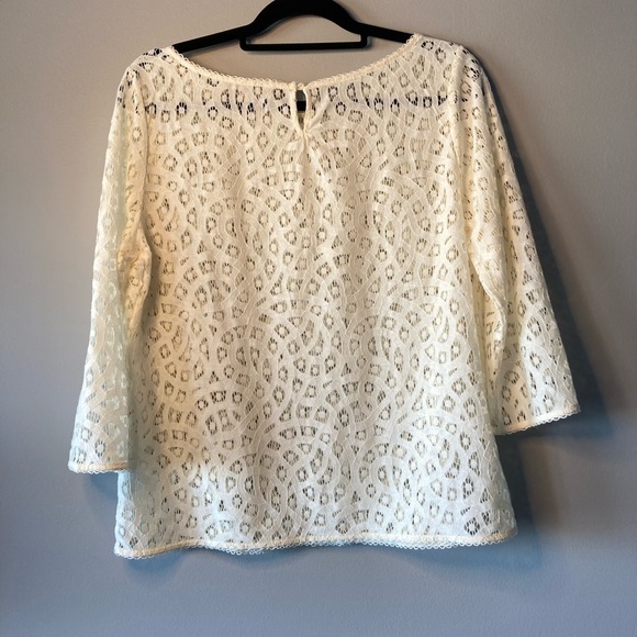 SOLD❤️Ann Taylor Loft Ivory Lace Top M Sexy Boho Cotton. - Picture 3 of 6